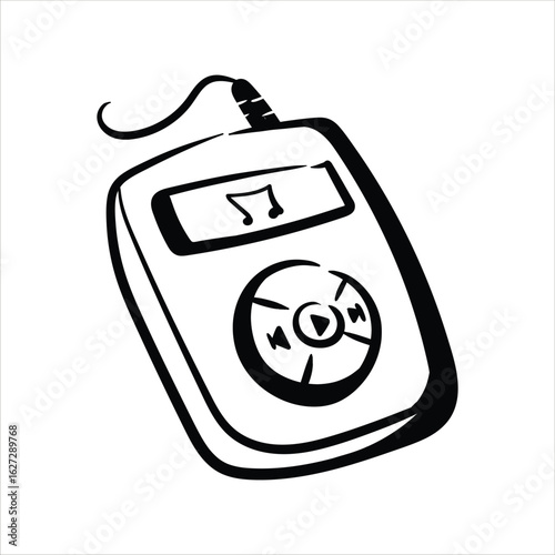 Lineart MP3 Player Vector Minimalist Outlined Style