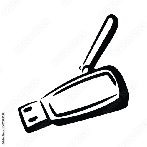 Lineart USB Modem Vector Minimalist Outlined Style