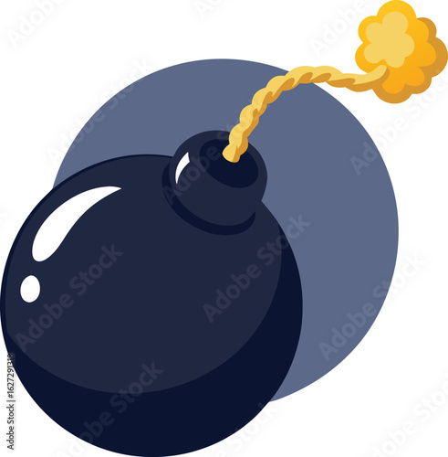 Classic bomb with lit braided fuse and smoke