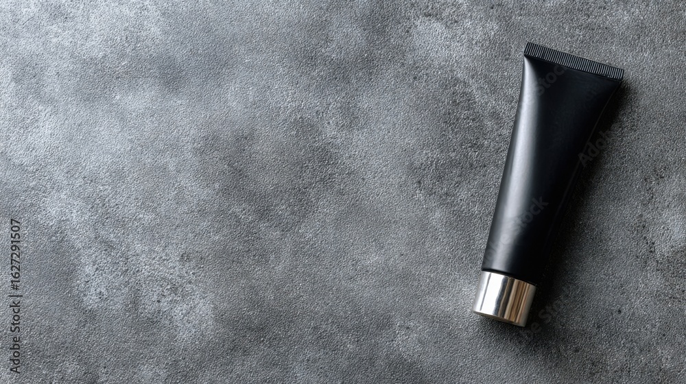 Fototapeta premium Elegant Black Cosmetic Tube on Stylish Gray Surface Background
