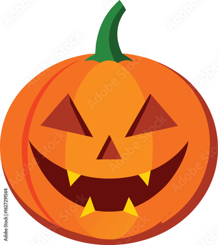 Glowing jack o lantern with carved smile