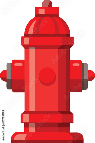 Shiny red fire hydrant with bolts and side nozzle
