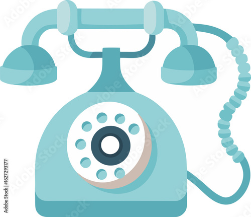 Pastel blue vintage rotary telephone illustration