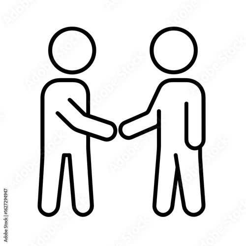 Two people shaking hands icon with outline style symbolizing agreement and teamwork