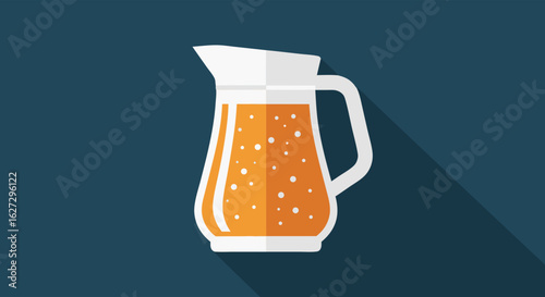 Digital illustration of a refreshing orange juice pitcher on a dark blue background creating a clean and inviting visual appeal