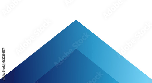 Abstract triangular mountain composition with blended light and dark blue tones against a pristine white canvas backdrop ideal for modern graphic
