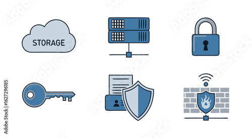 Data protection and cybersecurity conceptual illustration for online digital safety network security information security illustration