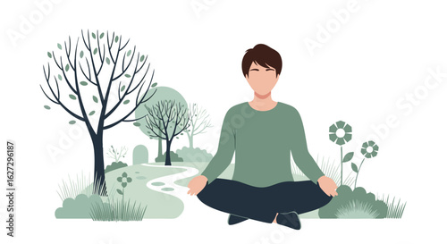 Tranquil Serenity: A Meditative Moment Amidst Nature's Peaceful Embrace for Inner Harmony