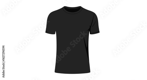 Classic Black T-Shirt Vector Illustration on White Background for Apparel Design and Fashion Mockups