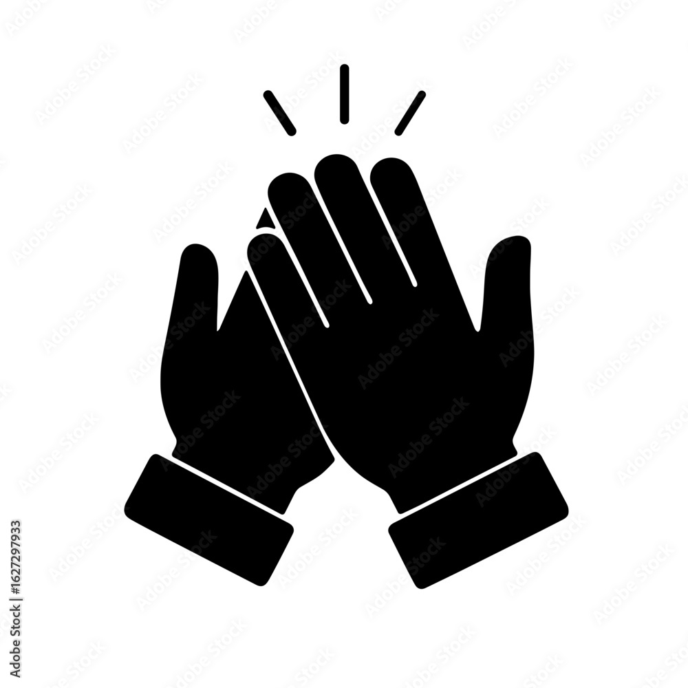 Obraz premium Two hands high fiving icon with solid fill representing celebration and teamwork