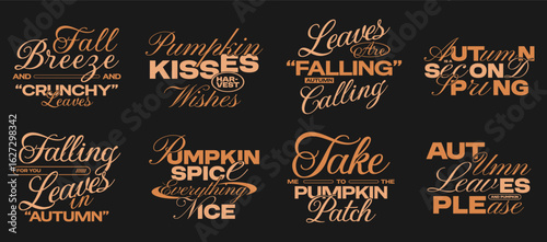 Fall typography quotes bundle, Autumn fall t shirt design collection, Urban typography set with fall-themed, Holiday sublimation pack