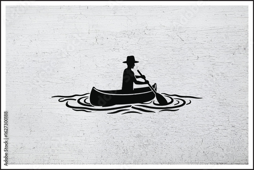 Paddle the Peaceful Waters,
Solo Adventure Canoe Ride,
Tranquil River Journey,
Man & Paddle in Harmony