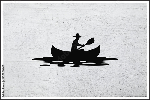 Paddle the Peaceful Waters,
Solo Adventure Canoe Ride,
Tranquil River Journey,
Man & Paddle in Harmony