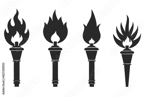 set of Blowtorch vector silhouette illustration isolated on white background