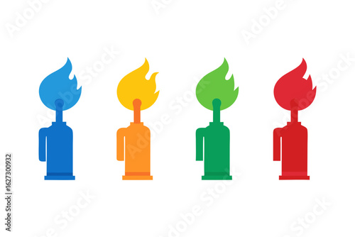set of Blowtorch vector silhouette illustration isolated on white background