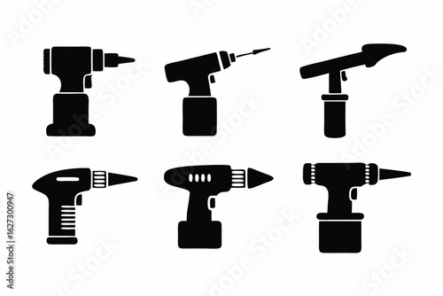 set of Blowtorch vector silhouette illustration isolated on white background