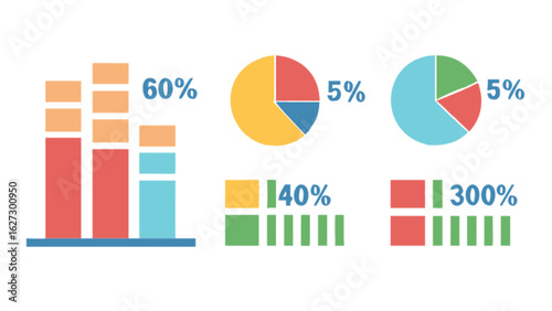 Data visualization charts and graphs for business analysis and presentation of statistical information