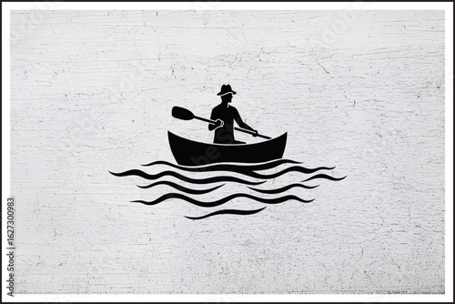 Paddle the Peaceful Waters,
Solo Adventure Canoe Ride,
Tranquil River Journey,
Man & Paddle in Harmony