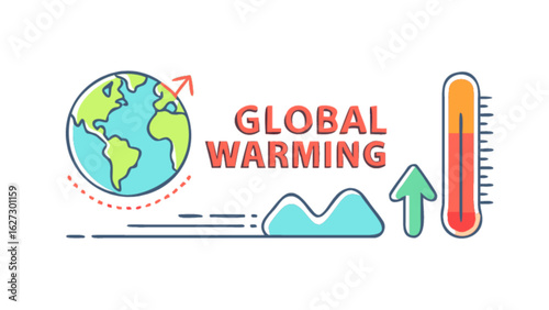 Global warming climate change earth temperature increase awareness environmental issue illustration concept