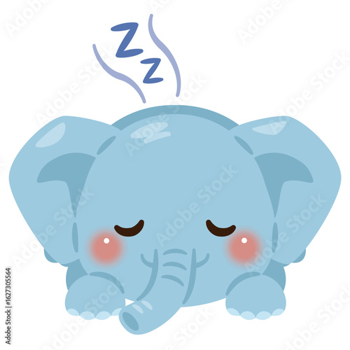 うつ伏せで眠るゾウのイラスト