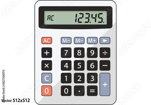 Detailed illustration of a standard calculator with clear display and buttons for financial analysis