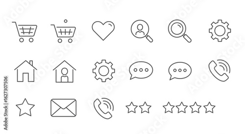 E-commerce and user interface line icon set. Vector graphic elements for web design, apps, and communication.