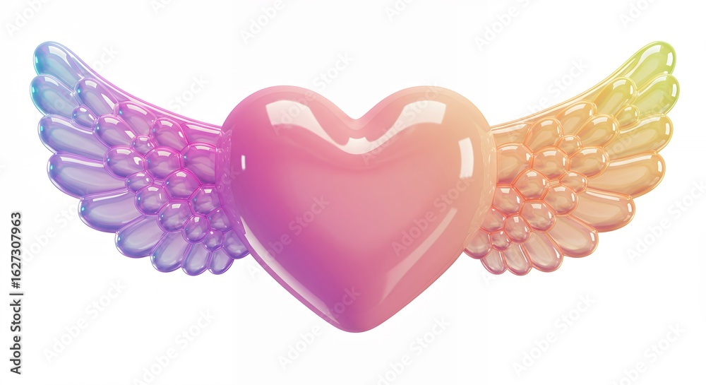 Obraz premium Colorful heart with wings illustration for design and creative concepts
