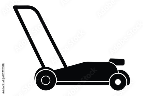 Lawn Mower Silhouette Illustration Simple of Gardening Equipment for Landscaping and Lawn Care