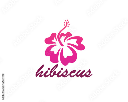 Creative hibiscus, flower logo, pink hibiscus plant abstract logo design inspiration