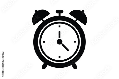 Simple Black Alarm Clock Isolated on White, Showing the Time Around 405