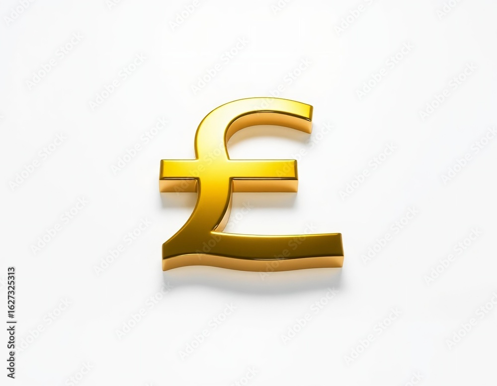 Fototapeta premium Golden Pound Sterling Currency Symbol on White Background