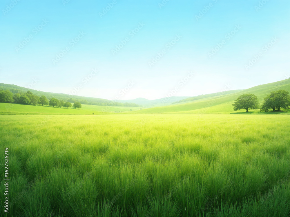 Obraz premium green field and blue sky