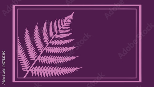 Magenta fern frond within purple frame leaves