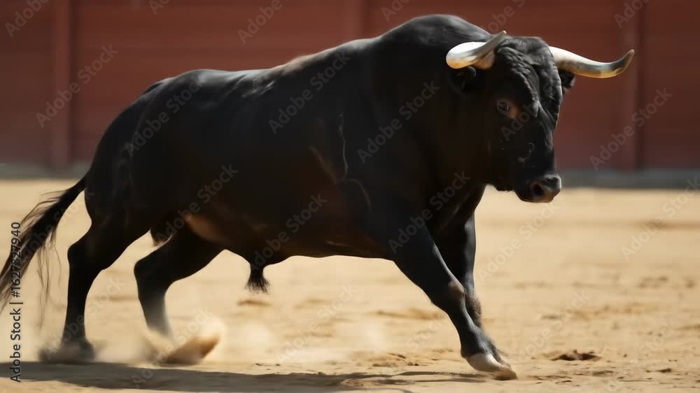 Powerful Bull in Motion - A striking video of a strong black bull ...