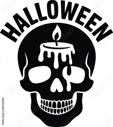 Scary human skull with a crown, a symbolic illustration of death and danger, perfect for Halloween horror