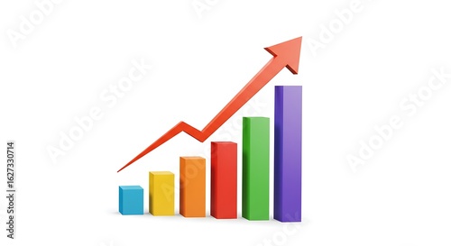 Colorful bar chart with upward trend arrow isolated on white background Free Download Colorful bar chart with upward trend arrow isolated on white background - GFXLoad