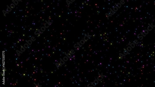 Colorful Glowing Star Particles Slowly Moving Forward – Abstract Background Seamless Loop - ゆっくり前進するカラフルな発光星粒パーティクル 抽象背景シームレスループ