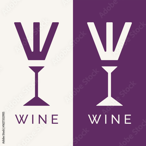 Wine Logo Design Inspiration Letter W