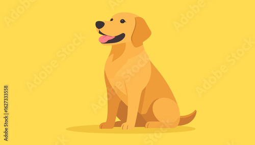 A happy Golden Retriever dog sitting patiently, illustrated in a clean, flat vector style with a cheerful expression.
