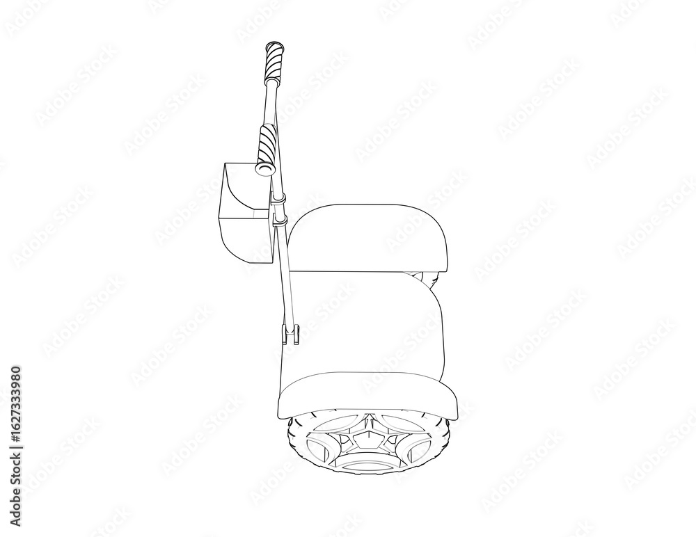 Obraz premium Detailed Wireframe of Self-Balancing Electric Scooter: Technical Line Art Outline for Product Design, Engineering, Urban Mobility Solutions, Futuristic Transport and Smart Personal Vehicle Render.