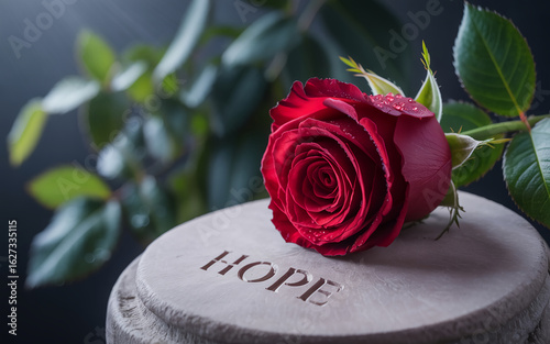 red rose on a black background