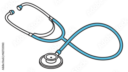 Medical Stethoscope Vector Illustration for Healthcare and Diagnosis. Essential Doctor's Tool Icon for Health Check-ups and Clinical Examination.
