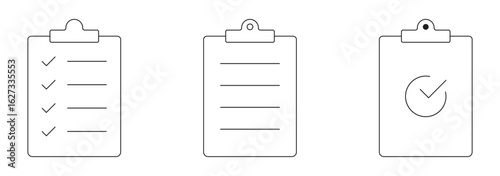 Clipboard with checklist icon, A writing clipboard icon bold outline vector illustration design eps 10