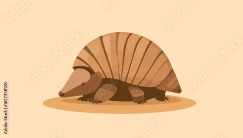 Cute brown armadillo illustration with a distinctive banded armored shell.