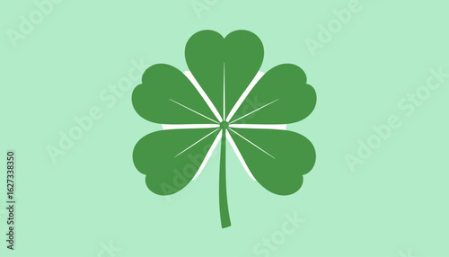 Symmetrical six-leaf clover graphic with heart-shaped leaves and radiating white veins.