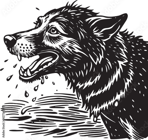 Tribal stylized black wolf or dog head vector illustration for tattoo or art