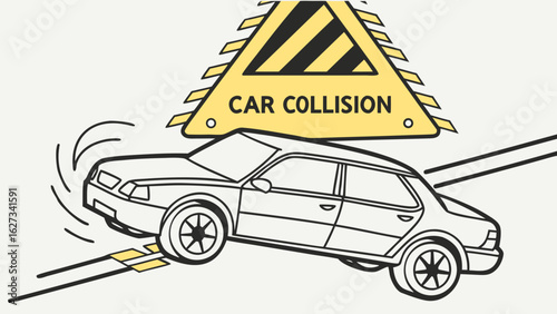 Vector Car Collision Icons – Crash Warning Signs and Impact Illustrations
