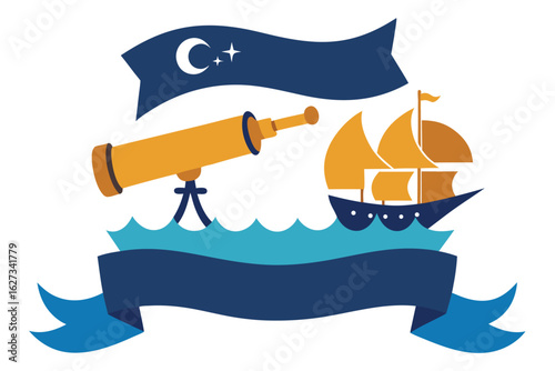 Christopher columbus ships banner poster template