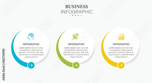 Modern Infographic timeline 3 Steps for Business Processes