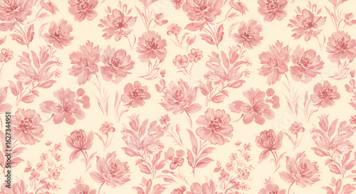 Elegant pink floral pattern, vintage style botanical design for backgrounds and textiles